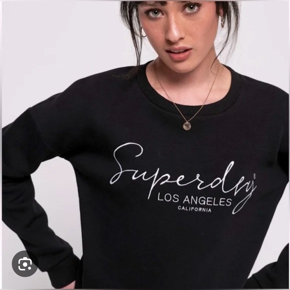 Superdry Los Angeles  “Alice” Black Crewneck Sweatshirt, cozy cotton blend 🖤 - Picture 9 of 10